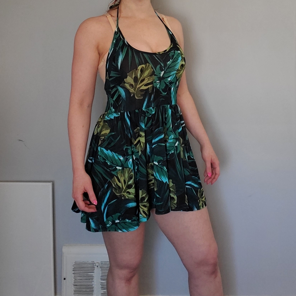 American Apparel Palm-Leaf Skater mini dress